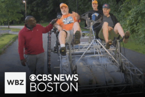 WBZ TV - Competitors creating human-powered vehicles in Lowell Kinetic Sculpture Race